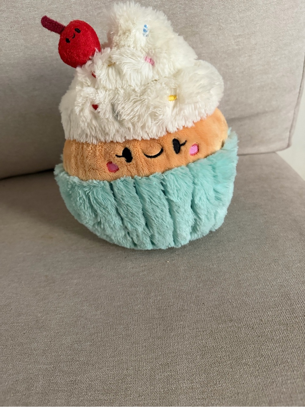 Plush Cupcake Squishy Toy - Cream, Peach & Mint